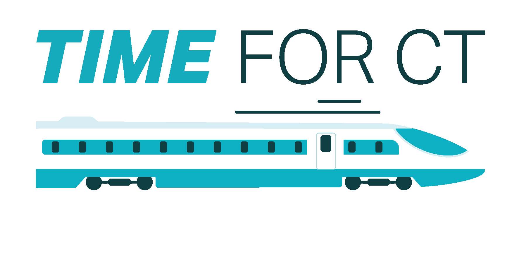 TIME FOR CT logo featuring the words "time for CT" and a speeding train.